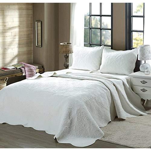 Cozy Line Home Fashions Victorian Medallion Solid White Matelasse Embossed 100% Cotton Bedding Quilt Set,Reversible Bedspread, Coverlet (Blantyre - White, King - 3 Piece)