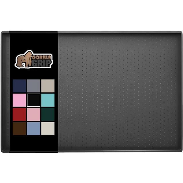 Gorilla Grip 100% Waterproof Raised Edge BPA Free Silicone Pet Feeding Mat, Dog Cat Food Mats Contain Spills Protects Floors, Placemats for Cats and Dogs Water Bowl Pets Accessories 18.5x11.5 Charcoal