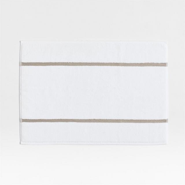 Tuxedo Stripe Organic Cotton Sand Beige Bath Mat