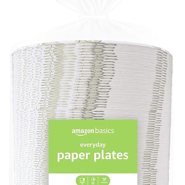 Amazon Basics Everyday Paper Plates, 8 5/8 Inch, Disposable, 200 Count