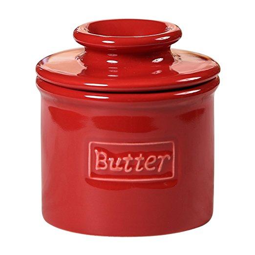 The Original Butter Bell Crock by L. Tremain, Cafe Retro Collection - Maraschino Red
