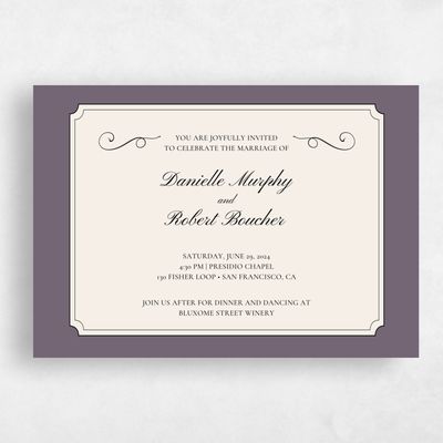 Purple Wedding Invitation - Malta Landscape