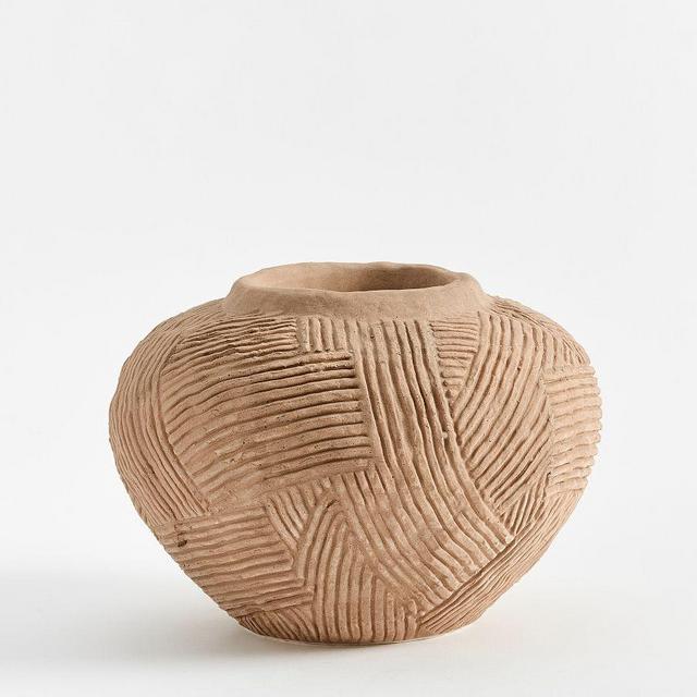 Earthenware Textured Vase, Small, Brown