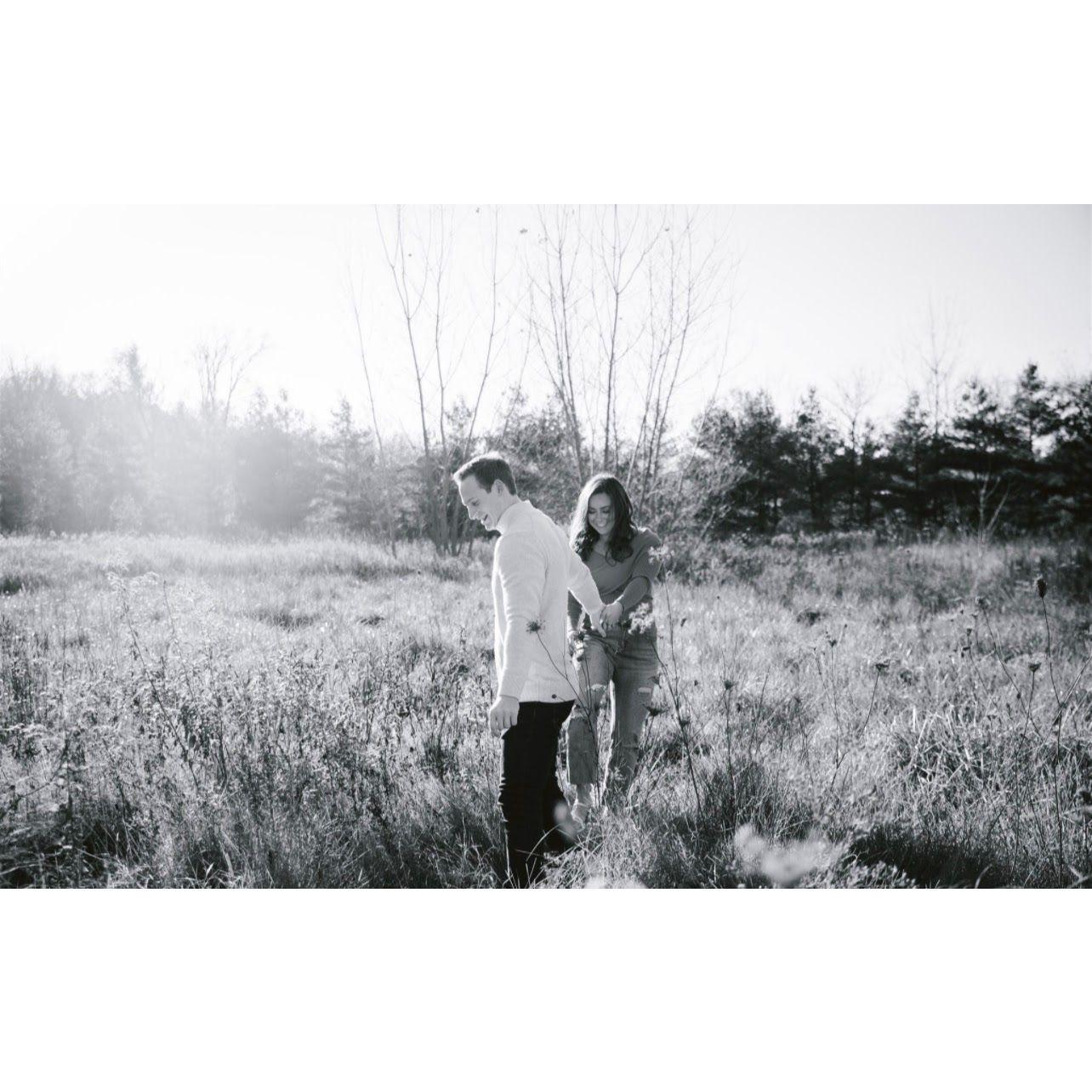 2023 - Engagement photos at The Pavilion at Orchard Ridge Farms and one year from our big day!