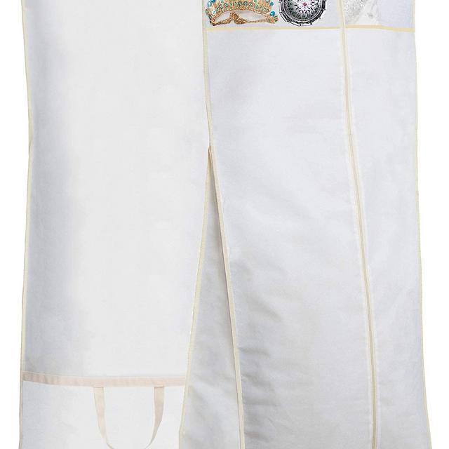 Bridal Wedding Gown Dress Garment Bag with Accessories Pouch Large Travel Garment Cover 8" Gusset (White)
