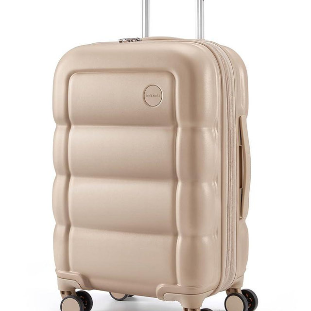 BAGSMART Carry on Luggage with Spinner Wheels, 22x14x9 Carry On Luggage Airline Approved With TSA Lock, Durable Hard Shell Carry On Suitcase 20 inch, Flaxen Almond