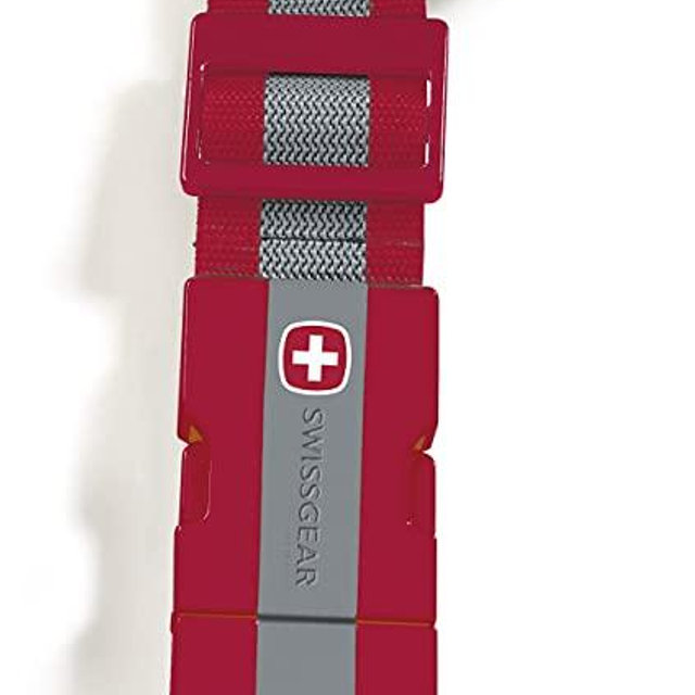 SwissGear Adjustable Luggage Strap with Snap-Lock Buckle - Fits Bags up to 72-Inches, One Size, Red