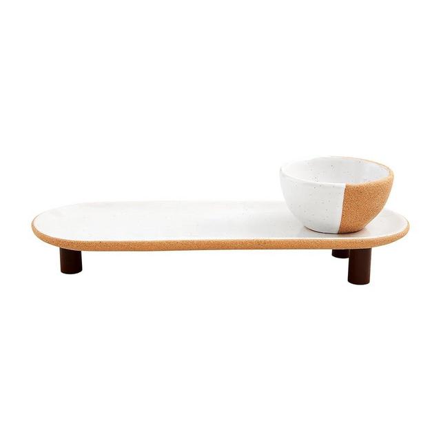 Mud Pie Terracotta Tray Dip Set; Tray 5" x 13" | dip 2" x 3 3/4" Dia |