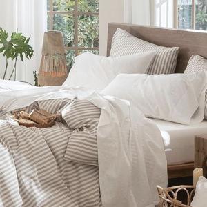MooMee Bedding Sheet Set 100% Washed Cotton Linen Like Textured Breathable Durable Soft Comfy (Solid Off White, King)