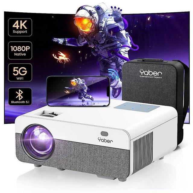5G WiFi Bluetooth Projector, YABER Pro Y9 18000L 480 ANSI Native 1080P Projector 4K Support, Outdoor Movie Projector Max 500" 4P/4D Keystone 50% Zoom Full Sealed Projector for Phone[Screen Included]