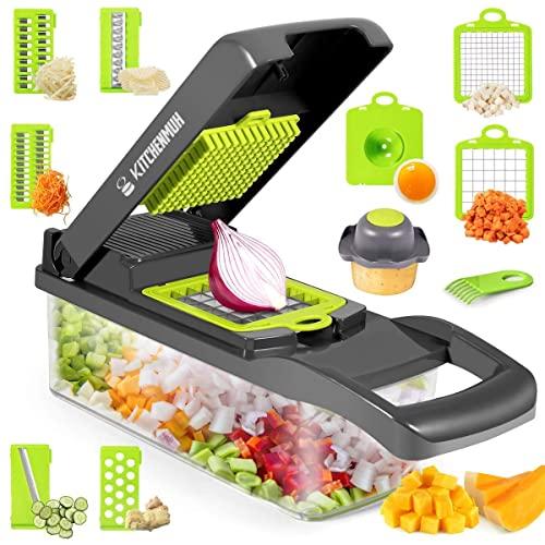 Vegetable Chopper, Onion Chopper, 12 in 1 Veggie Chopper, Vegetable Slicer Dicer, Cutter, Grater, Adjustable Mandolin Chopper with Container