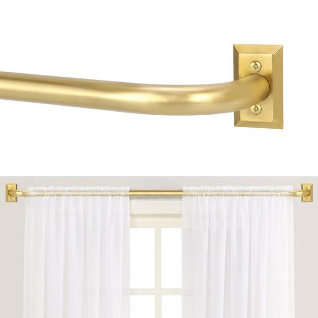 Gold Wrap Around Curtain Rods,Gold Curtain Rods for windows 66 to 120 Inch(5.5-10Ft),Adjustable Blackout Curtain Rod,1" Diameter Window Curtains Rod,Room Darkening Drapery Rods 66-120",Brushed Gold