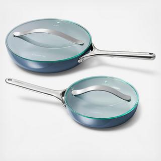 4-Piece Ceramic Non-Stick Fry Pan Set with Glass Lids