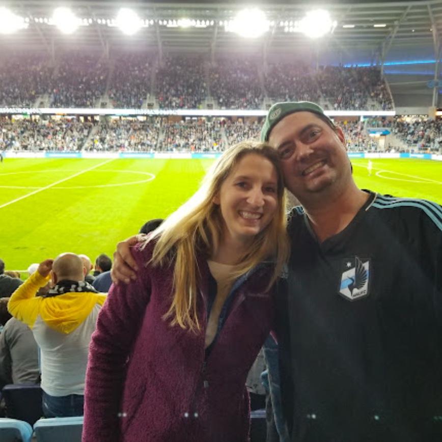 Ashley and Matthew at a MN United game.