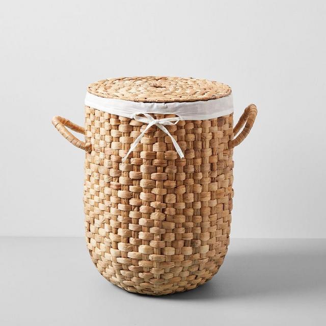 Round Weave Laundry Basket,Small, Natural