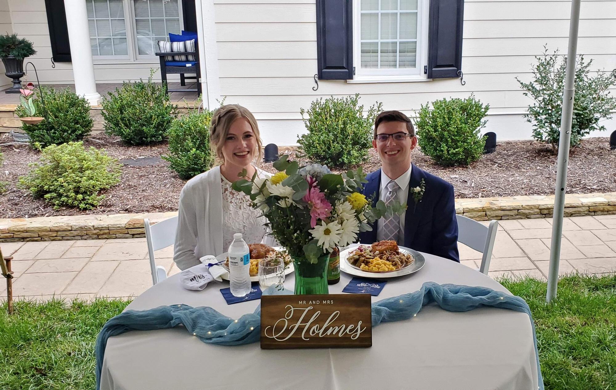 At our "COVID" 2020 wedding reception.