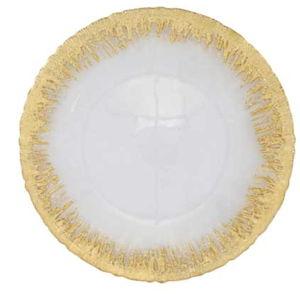 VIETRI ~ Rufolo Glass ~ Gold Brushstroke Service Plate/Charger, Price $54.00 in Americus, GA from Minick Interiors