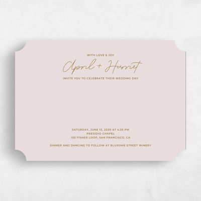 Pink Ticket Wedding Invitation - Geneva Type