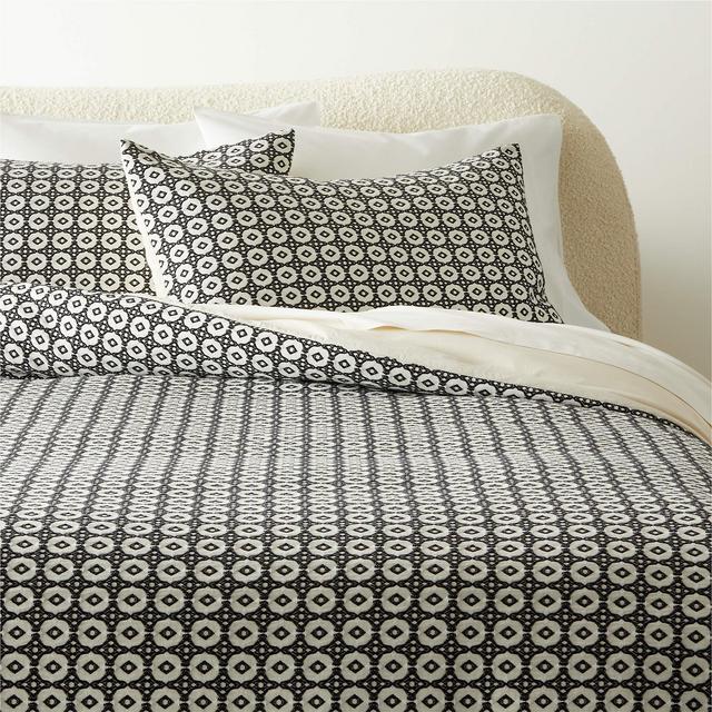 Melina Organic Cotton Black and Warm White King Duvet Cover