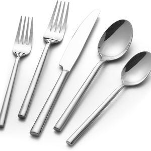 Alata Potter 20-Piece Forged Silverware Set Stainless Steel Flatware Set Cutlery Set,Service for 4,Mirror Finish,Dishwasher Safe