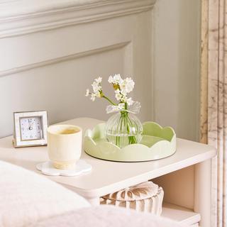 Small Round Lacquer Scalloped Tray