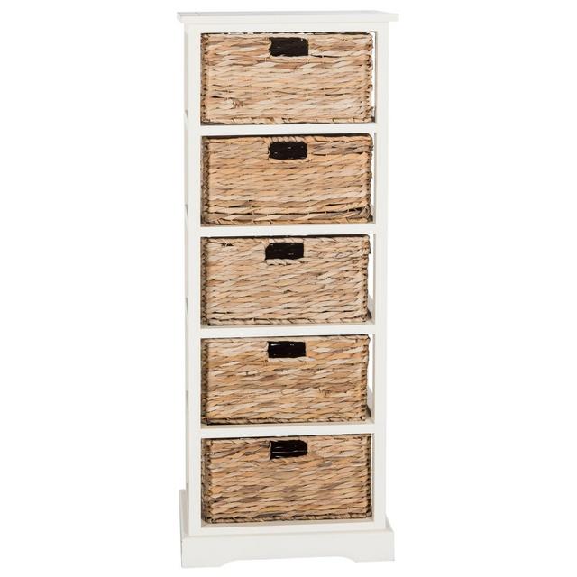 Vedette Storage Chest with Wicker Baskets Distressed White - Safavieh