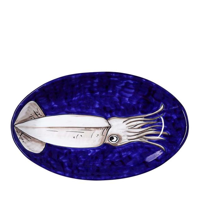 Blue Squid Oval Serving Plate
