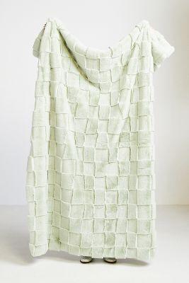 Carved Check Faux Fur Throw Blanket