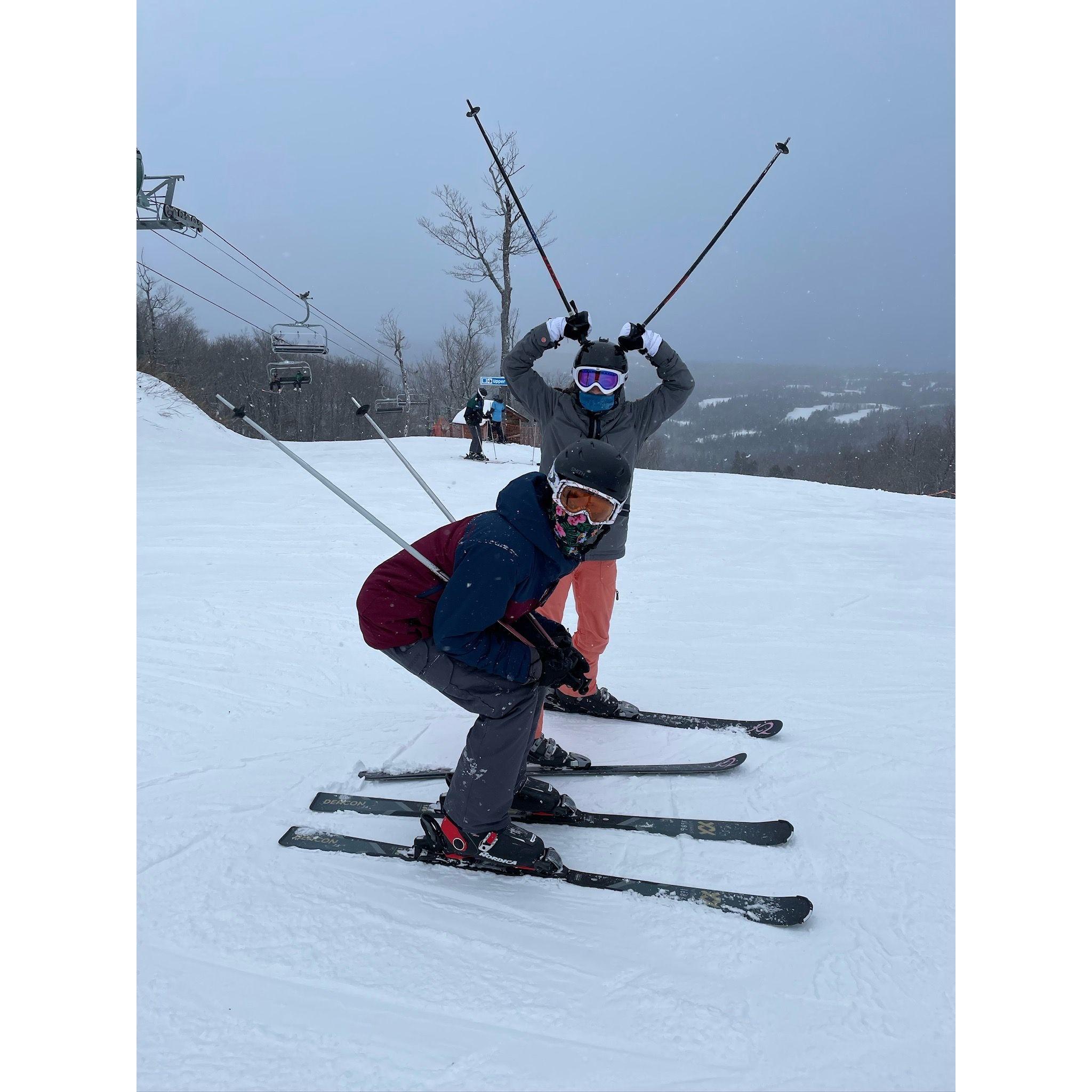 Jake invited Claire skiing with some friends