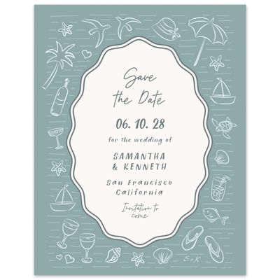 Blue Nautical Wedding Digital Save the Date - Mare Portrait