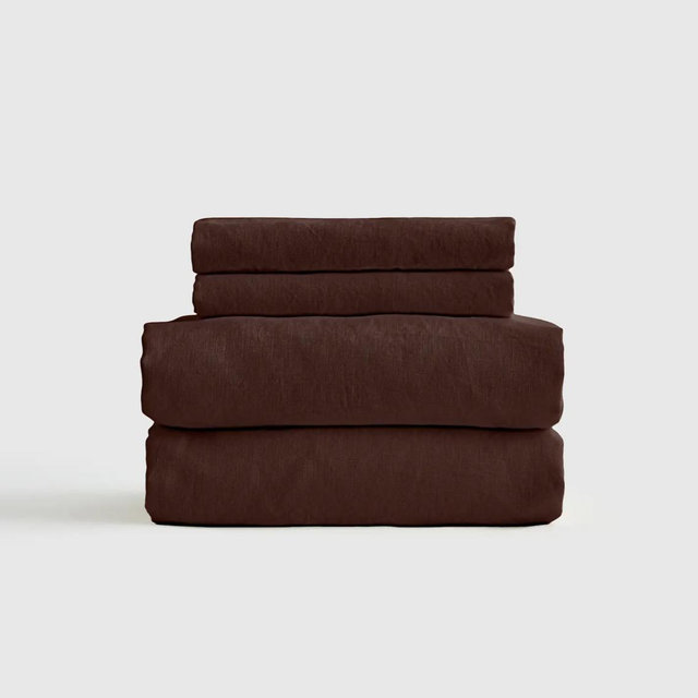 Organic Brushed Cotton Sheet Set - Espresso, Queen