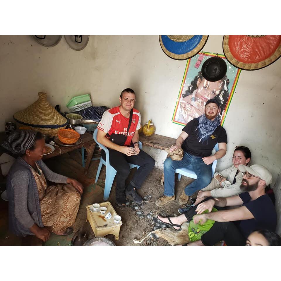 Daniel having buna (coffee) at my host mom's house in Tiya, Ethiopia where we met.