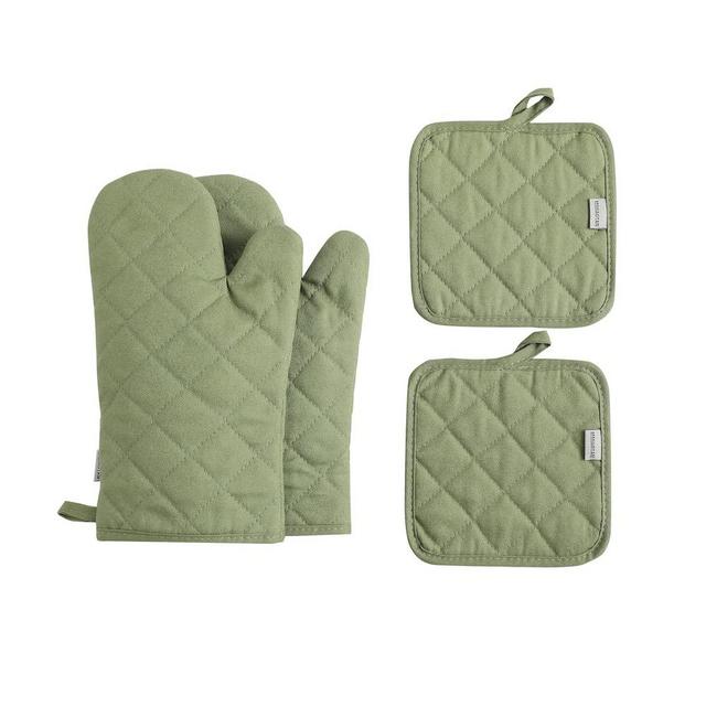 M Miaoyan Oven Mitts and Pot Holders 4 pcs Set,High Heat Resistant 500 Degree Extra Thicken Long Kitchen Cotton Oven Glove for Cooking (12 Inch,Green)