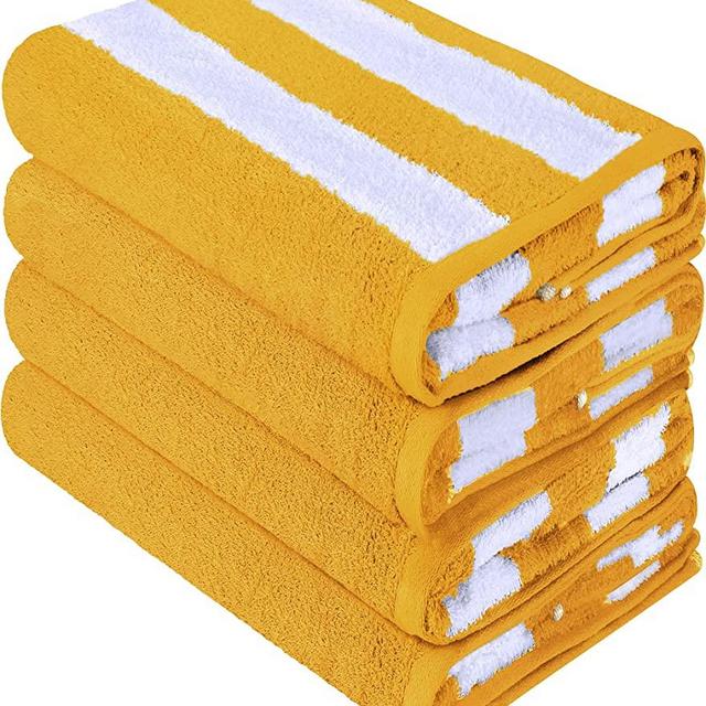 Utopia Towels Cabana Stripe Beach Towels, Yellow, (30 x 60 Inches) - 100% Ring Spun Cotton Large Pool Towels, Soft and Quick Dry Swim Towels (Pack of 4)