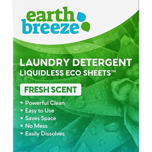Earth Breeze - Liquidless Laundry Detergent Sheets - Fresh Scent - No Plastic (60 Loads) 30 Sheets