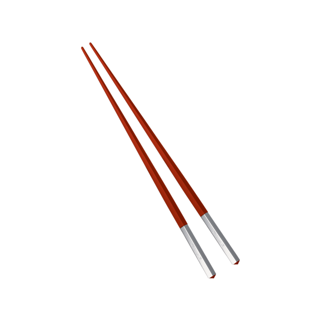 Silver-Plated Red Japanese Chopsticks Uni