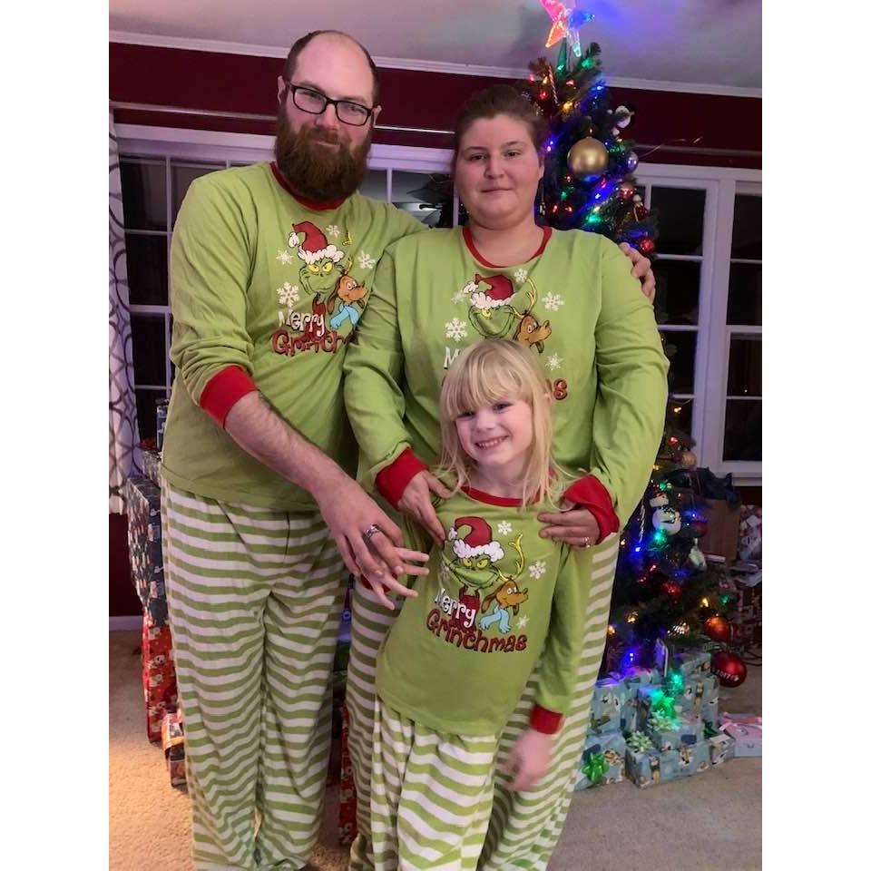 our first family photo of matching pajamas for Christmas 