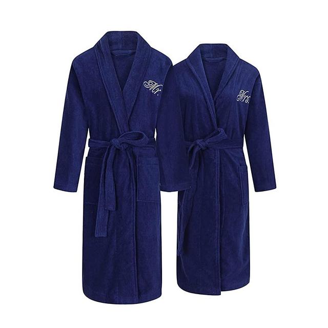 Mr and Mrs Robes | Set of 2 Mr & Mrs Robes for Couples | Extra Thick| Long Sleeves | 100% Terry Cotton | Shawl Collar