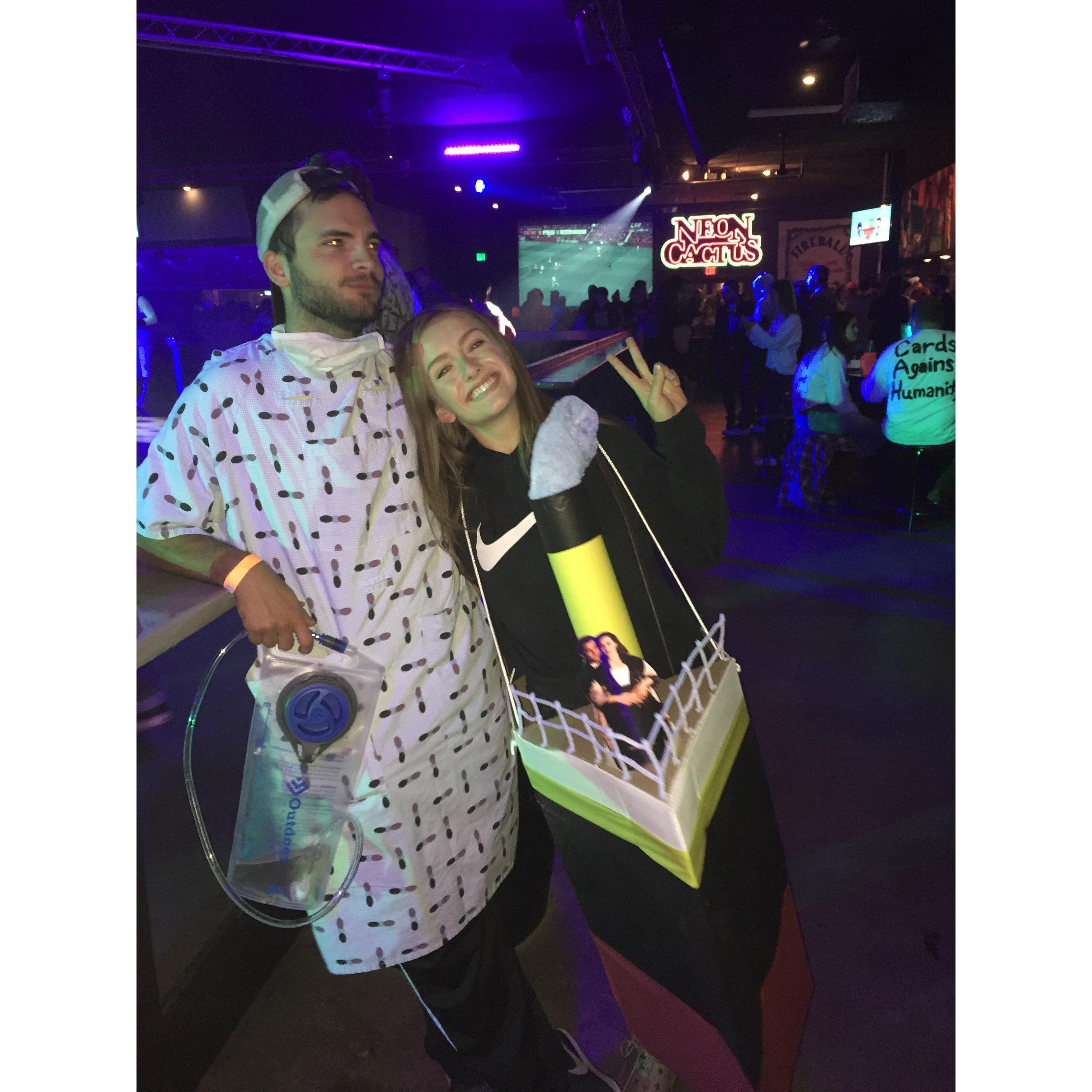 One of the last (and best) breakfast club celebrations at Purdue!
(We are a hospital patient and the titanic, respectively)