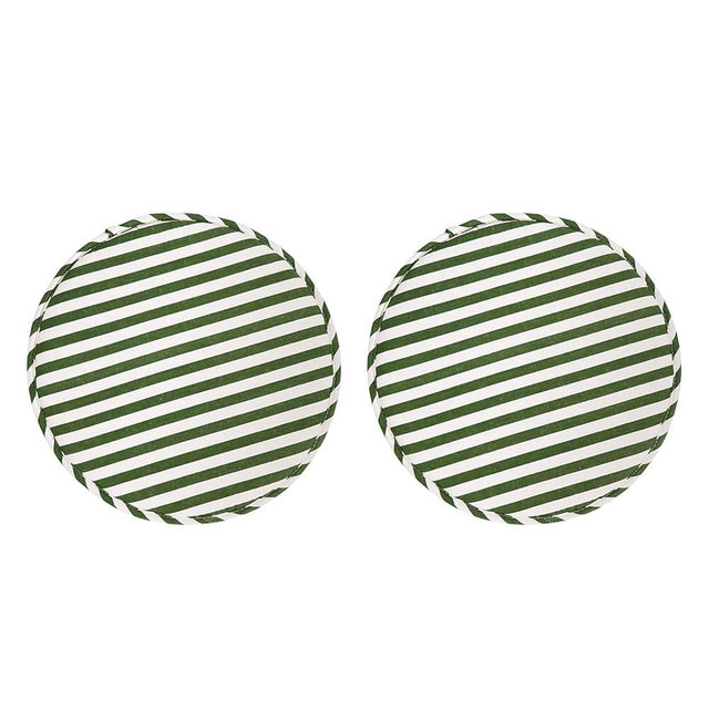 Round Stool Chair Cushions for Kitchen Dining Seat Pads with Ties 2 Pack Non Slip Cushions Pad for High Stool Chairs Bistro Bar Seat 13 Inch, Green Stripe