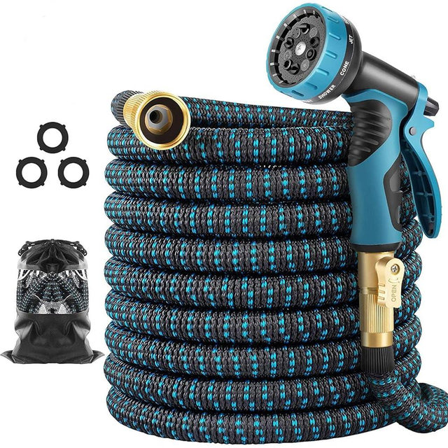50 ft Expandable Garden Hose - Superior Strength 3750D - 4 -Layer Latex Core - Expanding Water hoses - Extra Strong Brass Connectors/Storage Bag