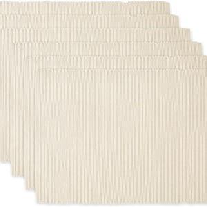 DII Basic Everyday Ribbed Tabletop 100% Cotton, Placemat Set, 13x19, Natural, 6 Piece