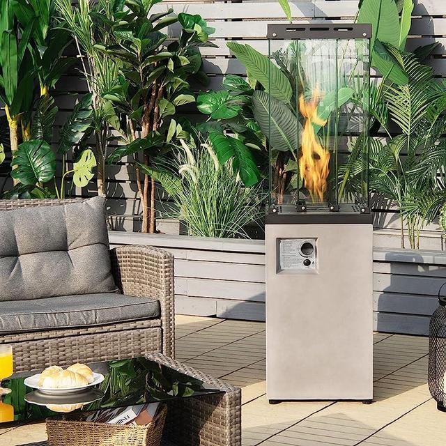 Tangkula 41,000 BTU Propane Patio Heater with Waterproof Cover, Outdoor Heater with Lockable Wheels, Adjustable Feet, Tempered Glass Tube, Suitable for Garden Porch Patio Deck (Light Grey)