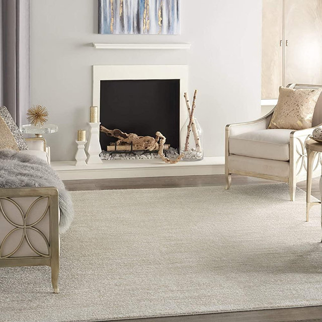 Nourison Essentials Indoor/Outdoor Ivory Beige 10' x 14' Area Rug, Easy Cleaning, Non Shedding, Bed Room, Living Room, Dining Room, Backyard, Deck, Patio (10x14)