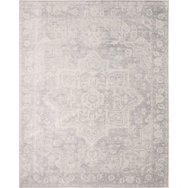Nourison Astra Machine Washable 7'10" x 10' Grey Vintage Indoor Flatweave Rug