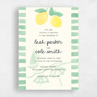 Green Wedding Invitation - Spiaggia Portrait