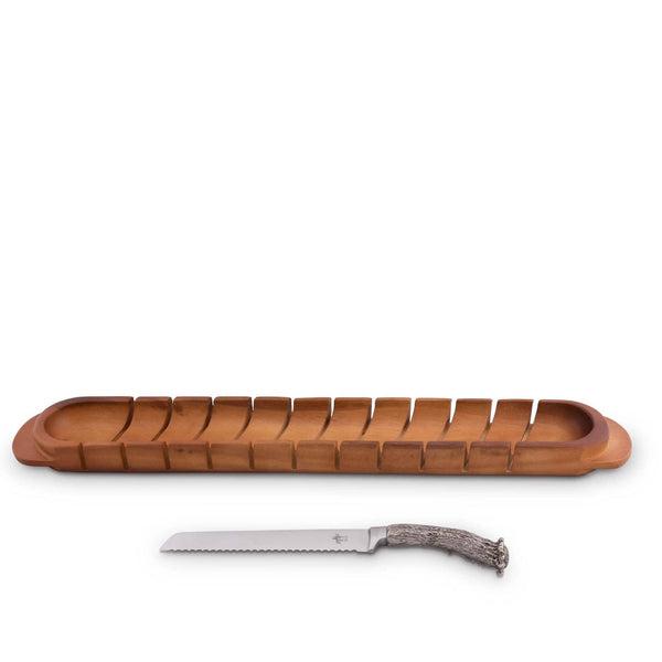 Baguette Board with Antler Bread Knife