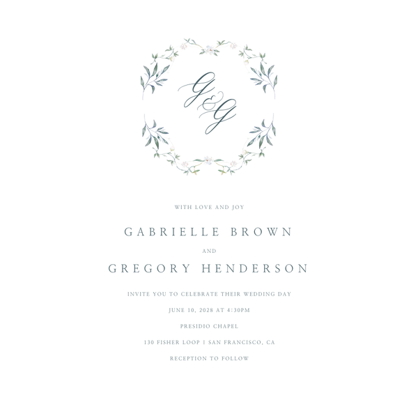 Verdure Wreath | Deep Blue Spruce | Zola Wedding Invitations