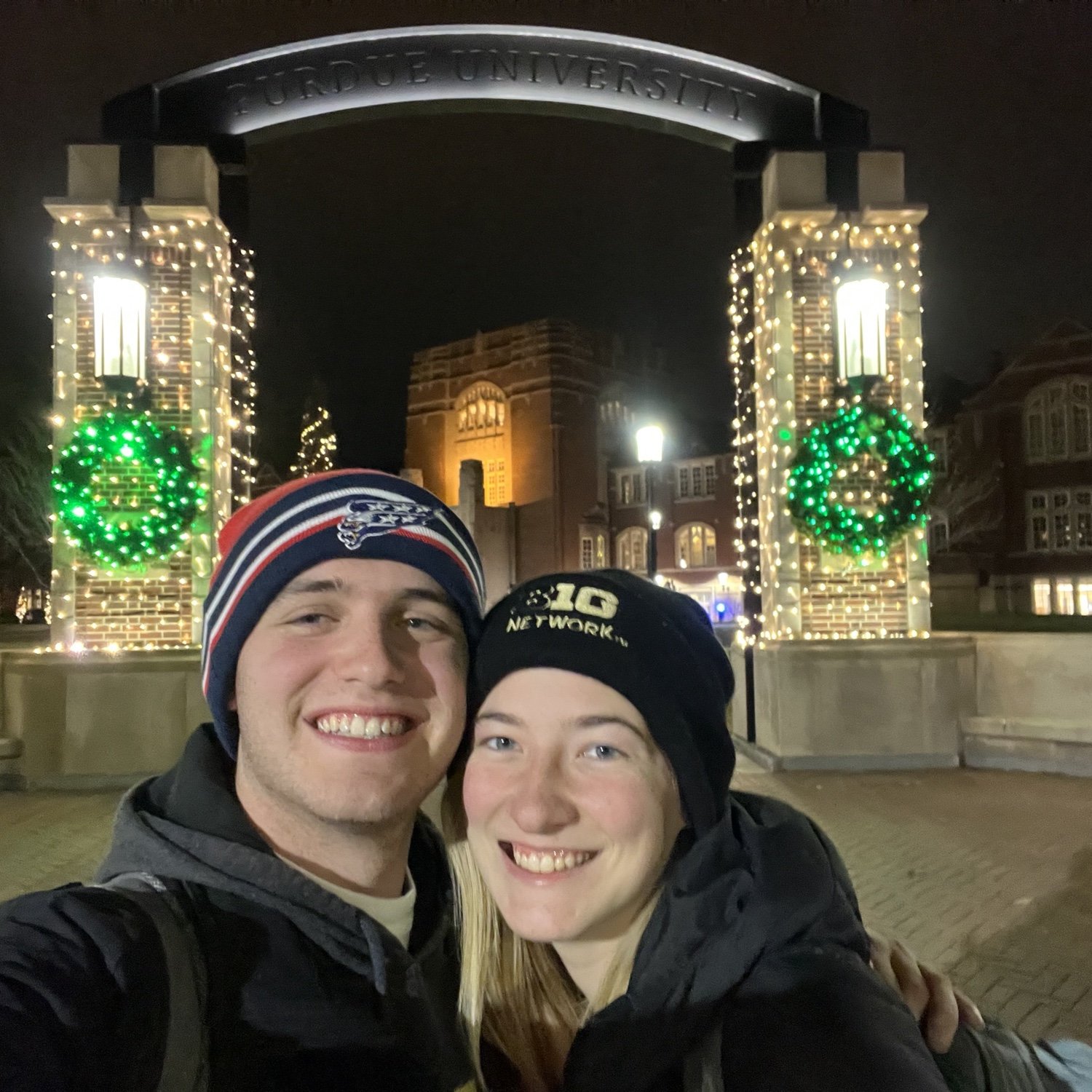 First holiday lights on campus, winter 2022.