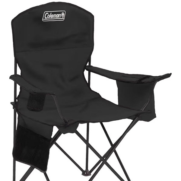 Coleman Portable Camping Chair with 4-Can Cooler, Cushioned Seat & Back with Side Pockets & Cup Holder, Carry Bag Included, Great for Camping, Tailgating, Firepits, Patio, & More